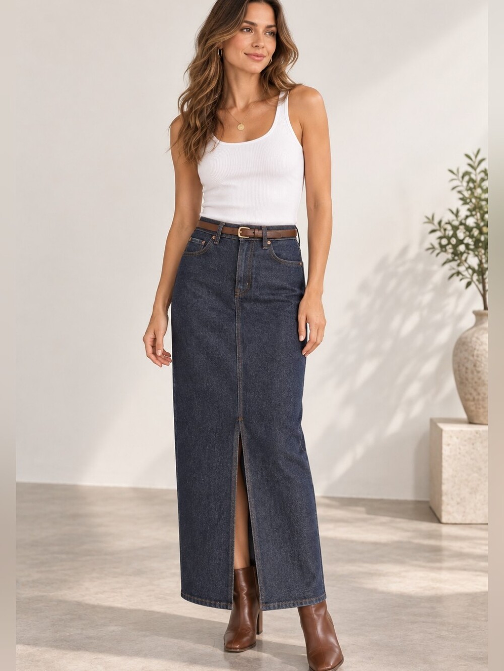 Vintage Y2K Gap Jeans Dark Wash Stretch Denim Maxi Skirt Size 6